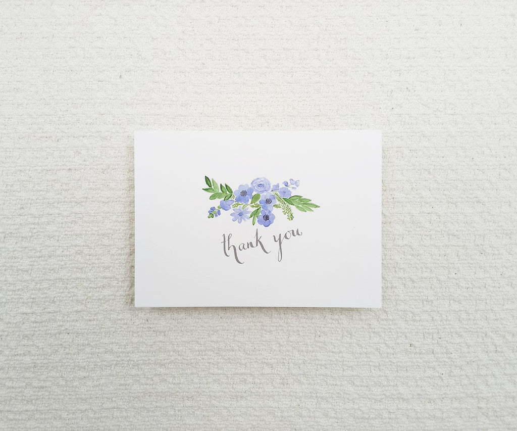 Periwinkle Bouquet Wedding Thank You Notes