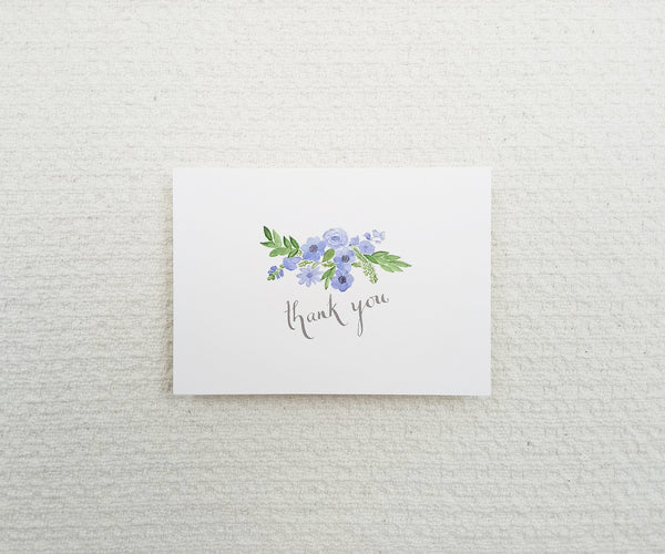 Periwinkle Bouquet Wedding Thank You Notes