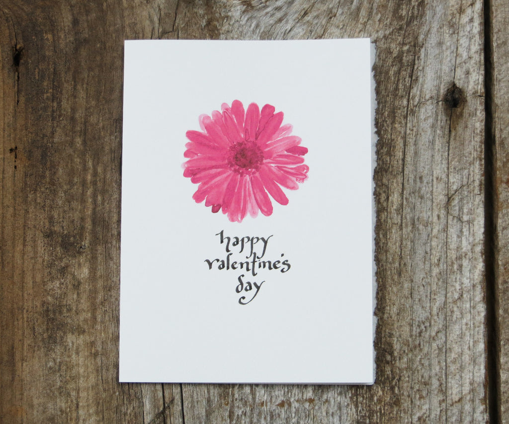 Pink Daisy Valentines Card