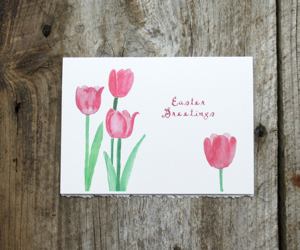 Pink tulips Easter card