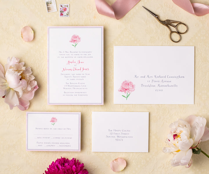Pretty Peony Wedding Invitation