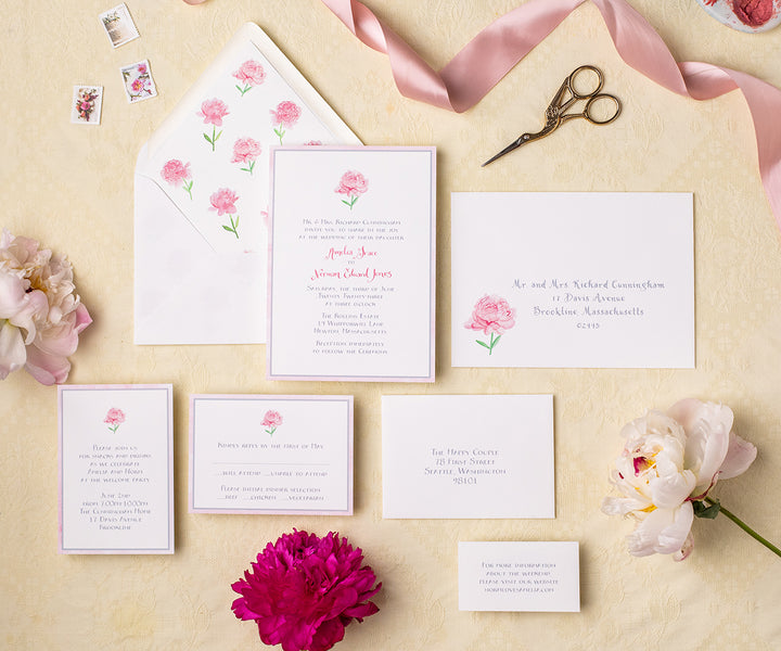 Pretty Peony Wedding Invitation