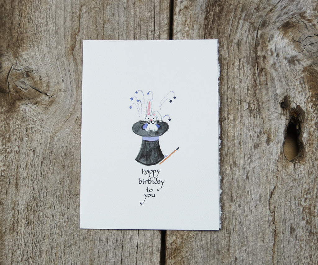 Rabbit In Hat Birthday Card