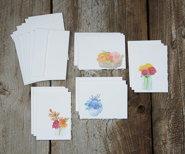 mixed florals note cards