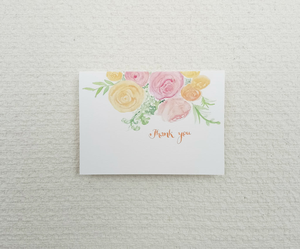 Roses with Greens Thank You Notes