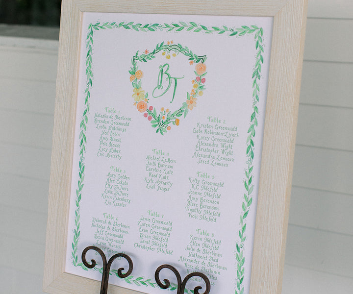 watercolor crest seating chart