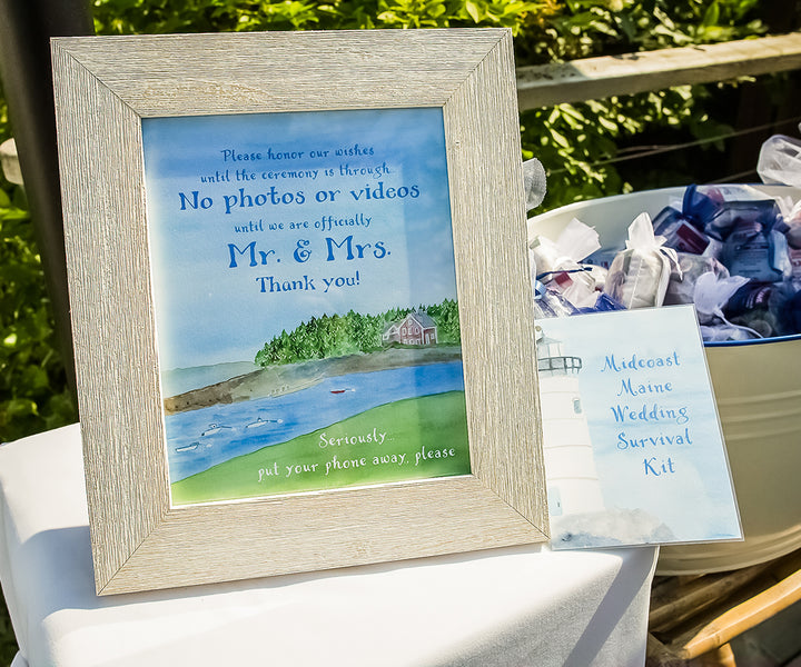 no photos sign for a mid coast Maine wedding