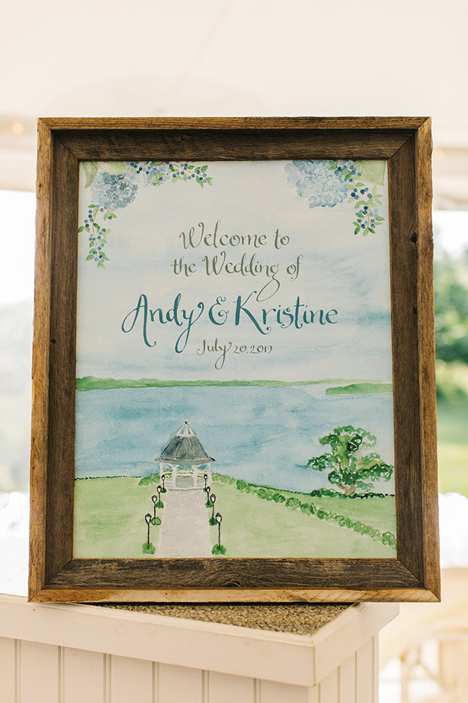 wedding welcome sign Mid coast Maine