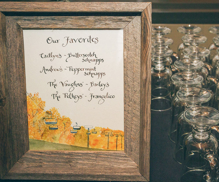 custom hot chocolate sign wedding autumn