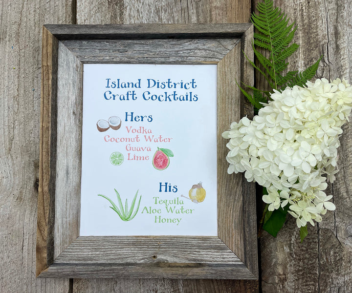 custom illustrated drinks sign