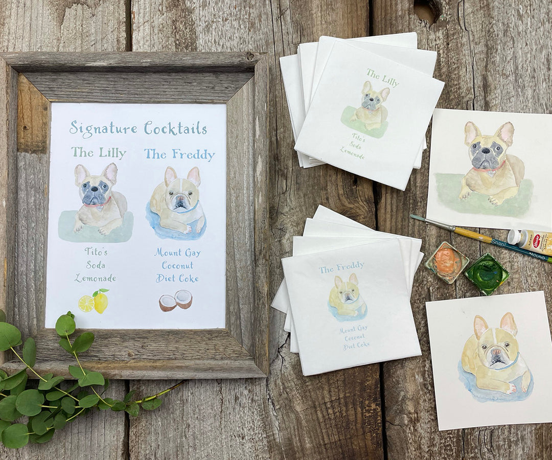 Signature drinks with custom dog paintings