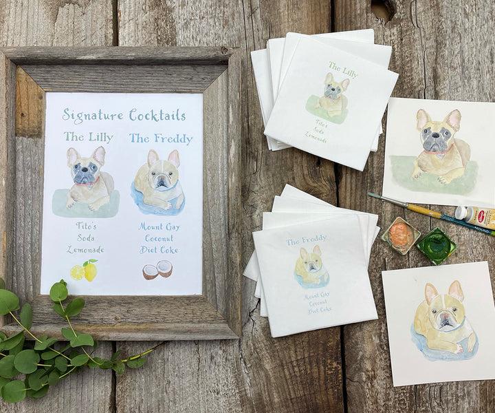 Signature drinks with custom dog paintings