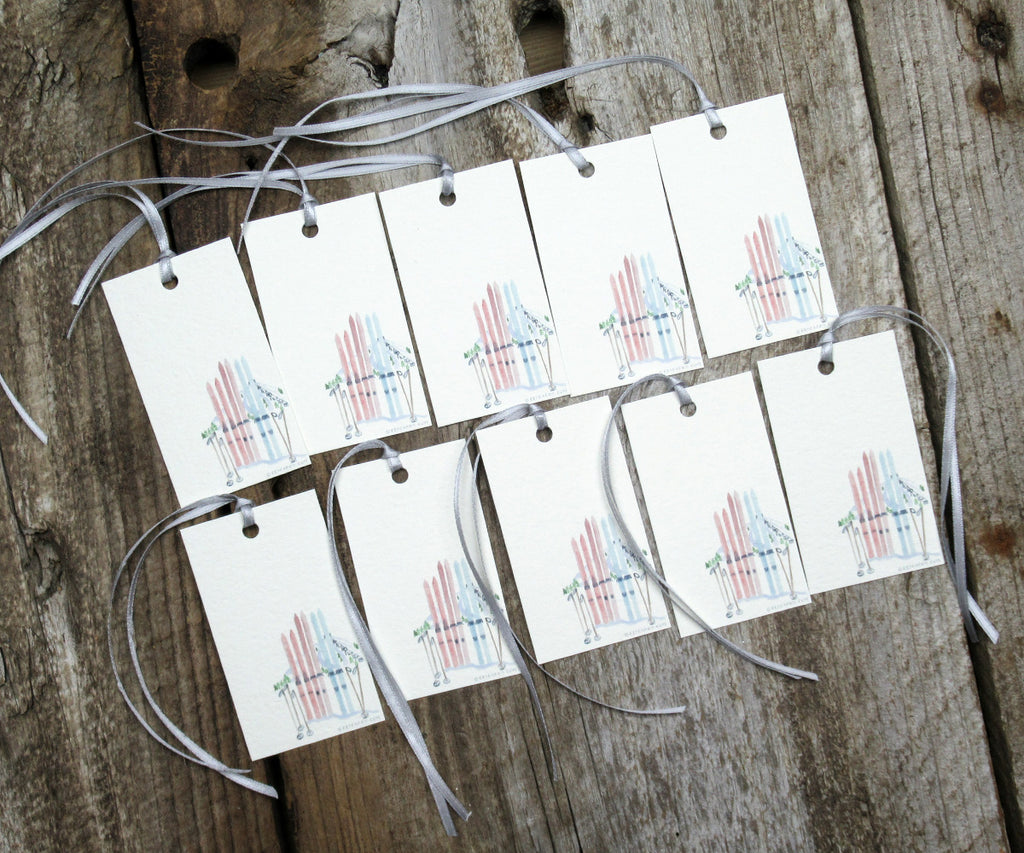 Skis Holiday Gift Tags