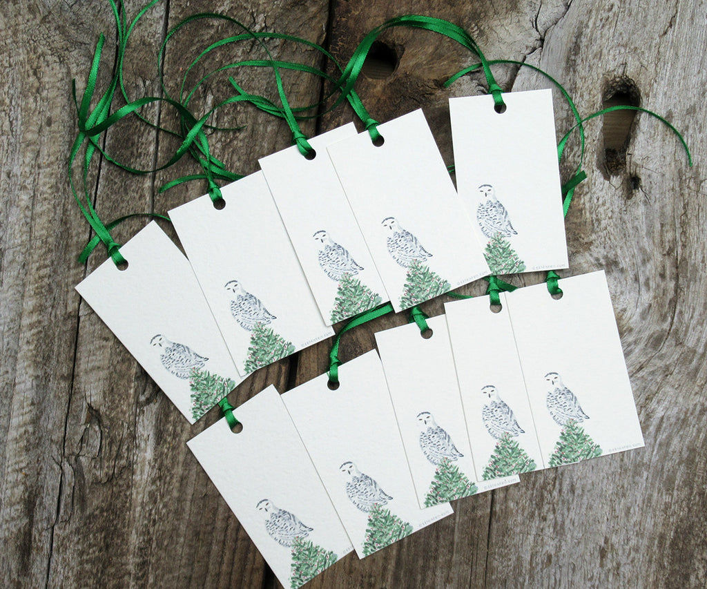 Snowy Owl Holiday Gift Tags