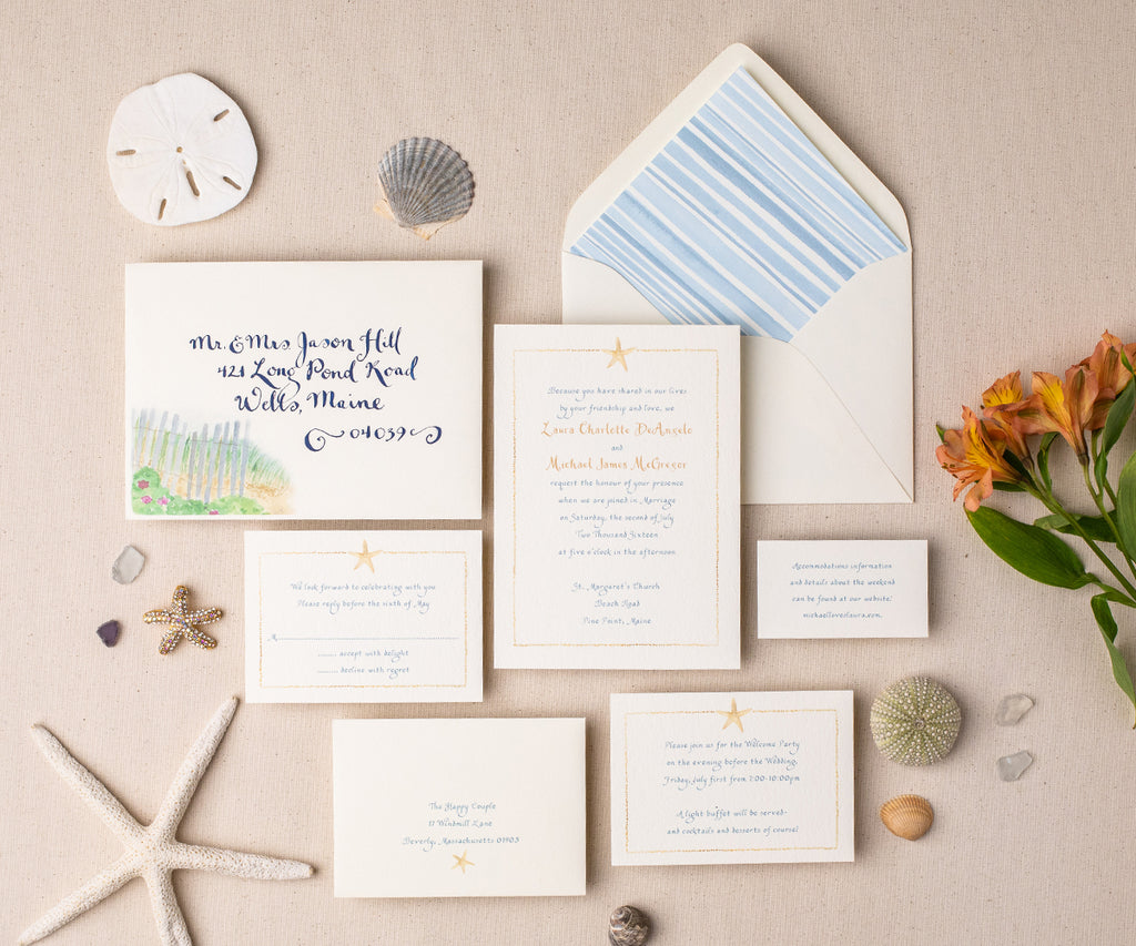 starfish in the sand wedding invitation