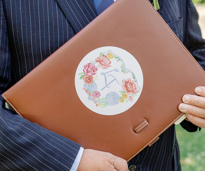 hydrangea and peony wedding crest
