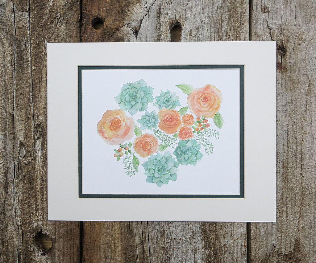 succulents & roses print