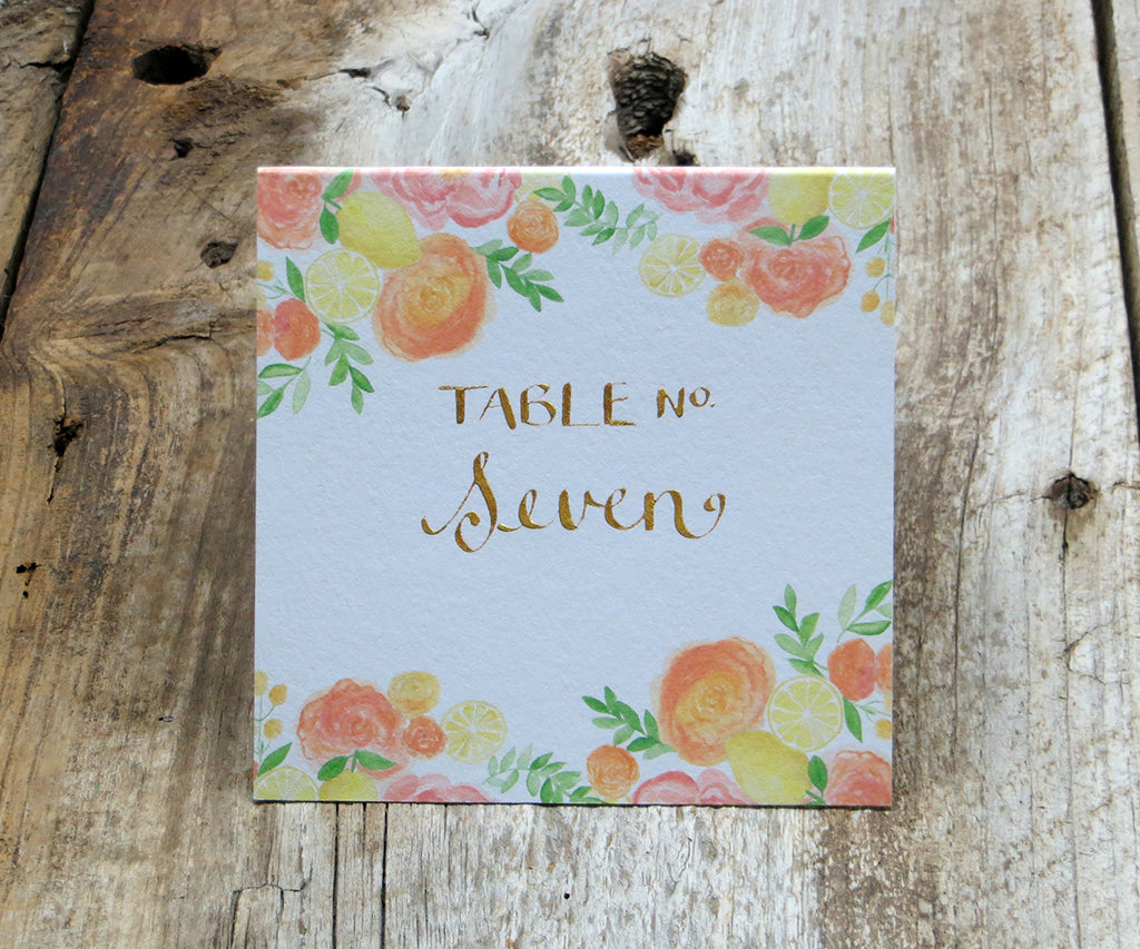 Coral Floral Table Sign