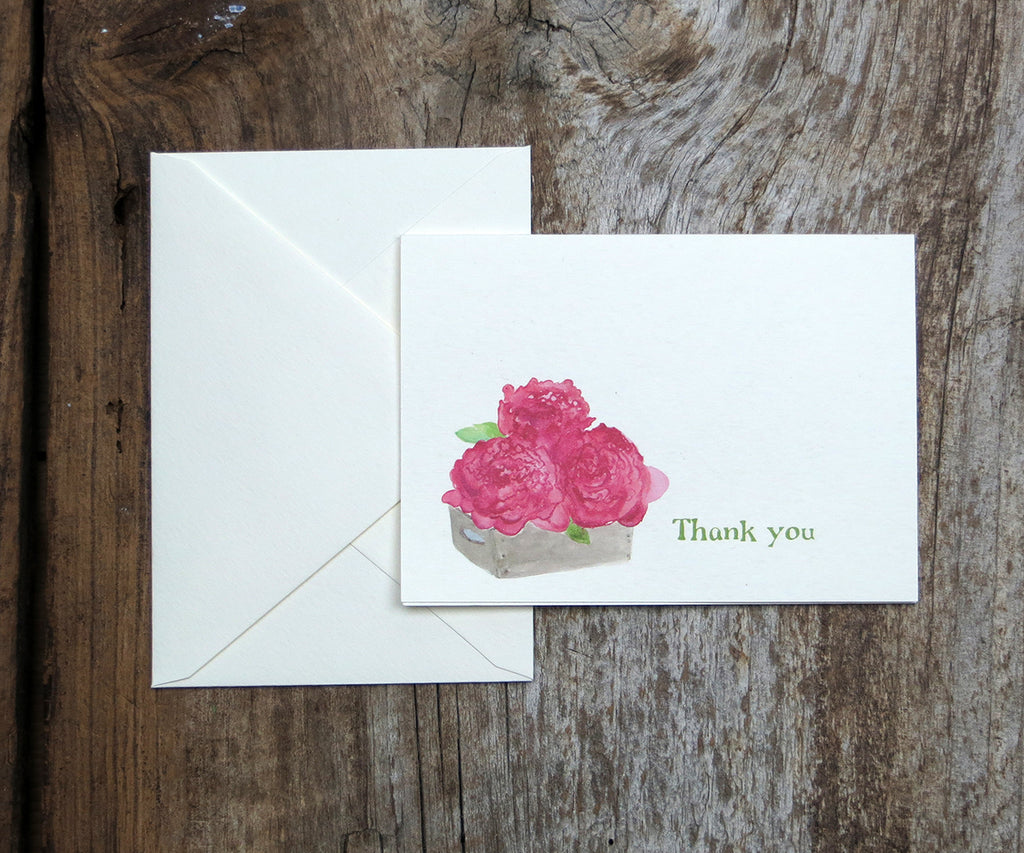 Peonies thank you note
