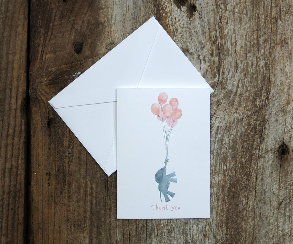 Baby Girl Elephant Thank You Notes