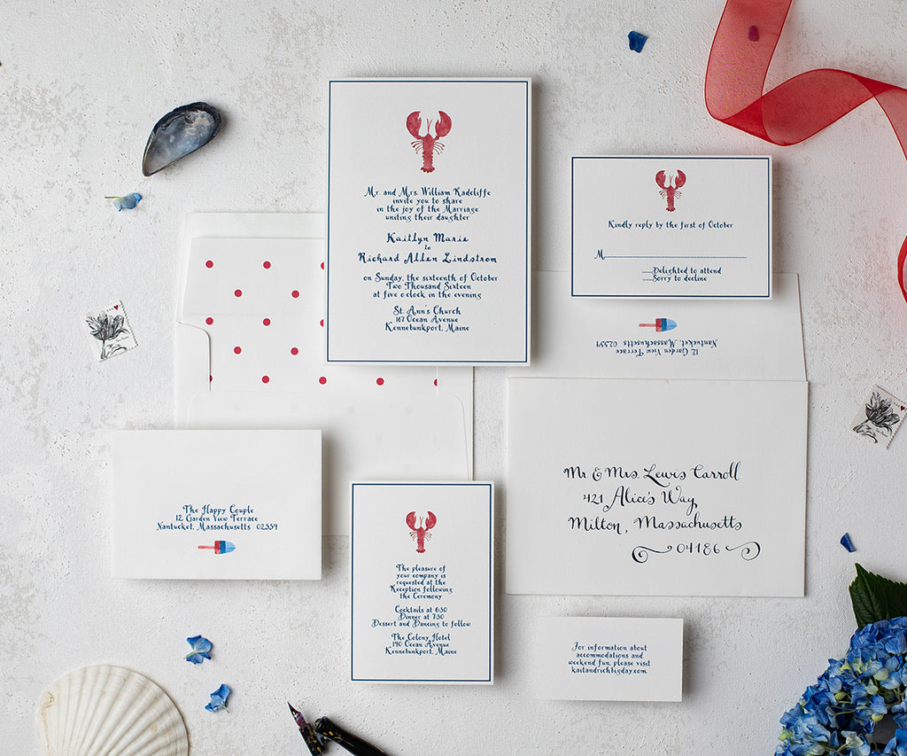 Classic Lobster wedding invitation