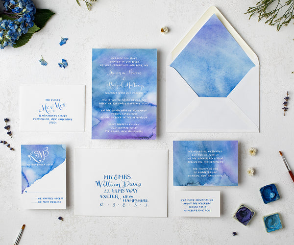 Watercolor wash wedding invitation