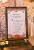 schedule of events sign peonies and blueberries Maine
