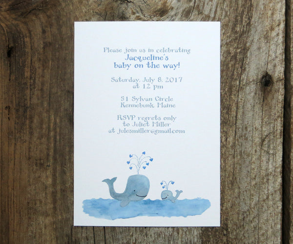 Blue Whale Baby Shower Invitation