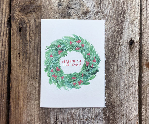 festive wreath holiday card